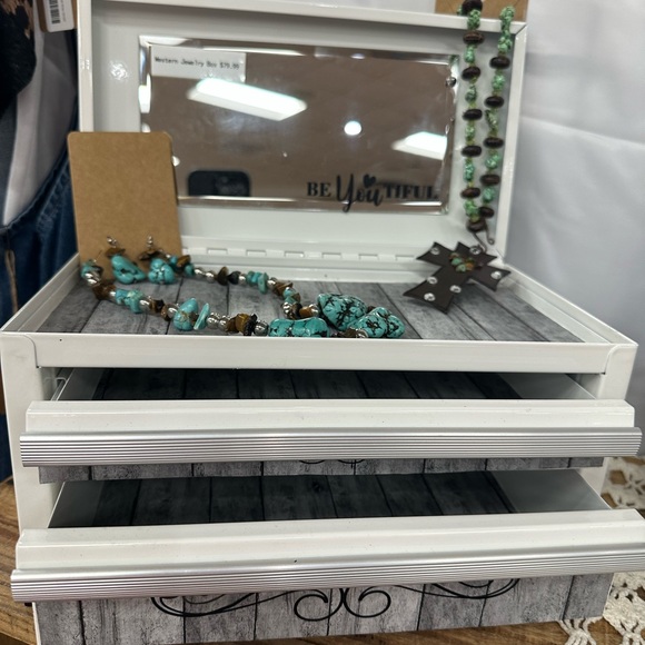 White Jewelry Organizer with Mirror